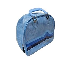 Don Carter Bowling Bag Blue Retro Travel Faux Leather, Vintage